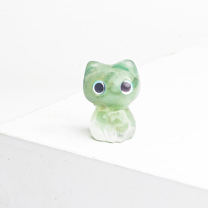 Décoration en pierre précieuse en forme de chaton aux grands yeux en cristal époxy Olivenorma