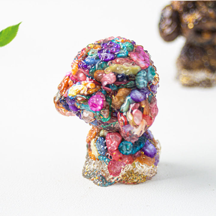 Décoration en pierre précieuse en époxy de gravier de cristal Olivenorma en forme de caniche mignon