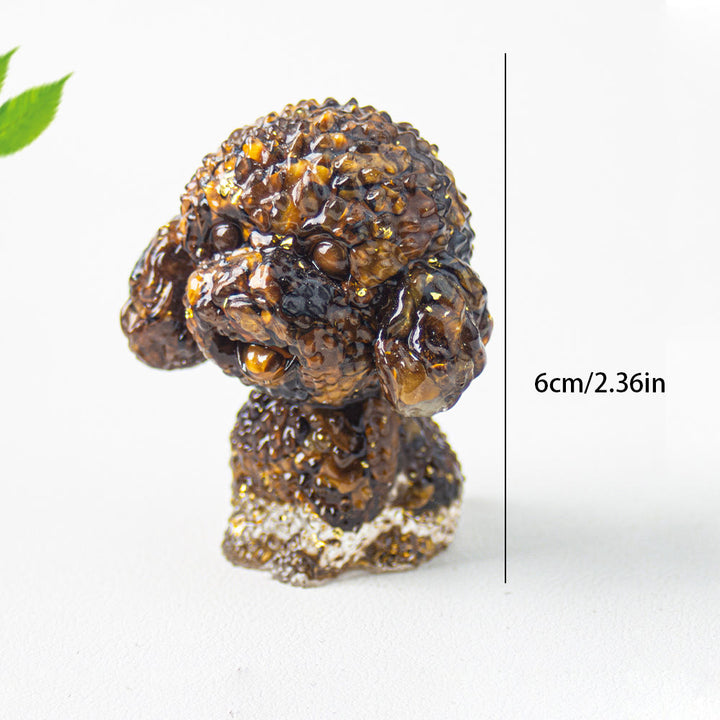 Décoration en pierre précieuse en époxy de gravier de cristal Olivenorma en forme de caniche mignon