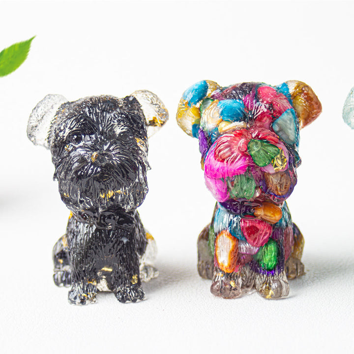 Décoration en pierre précieuse époxy pour Schnauzer avec gravier cristallin Olivenorma