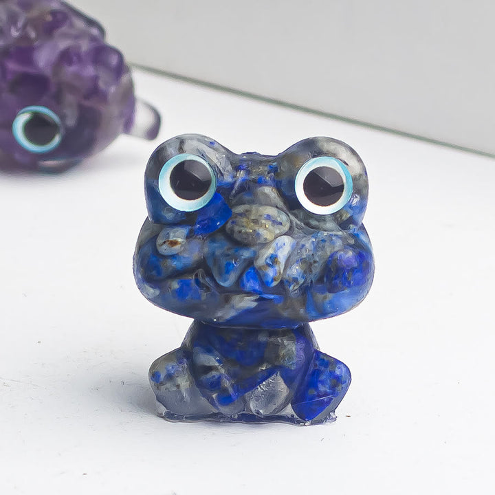 Décoration en pierre précieuse en époxy en forme de grenouille en gravier de cristal Olivenorma