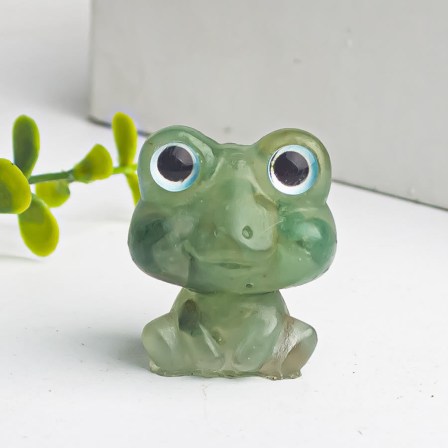 Décoration en pierre précieuse en époxy en forme de grenouille en gravier de cristal Olivenorma