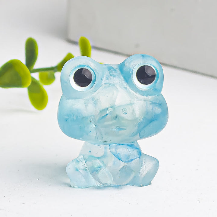 Décoration en pierre précieuse en époxy en forme de grenouille en gravier de cristal Olivenorma