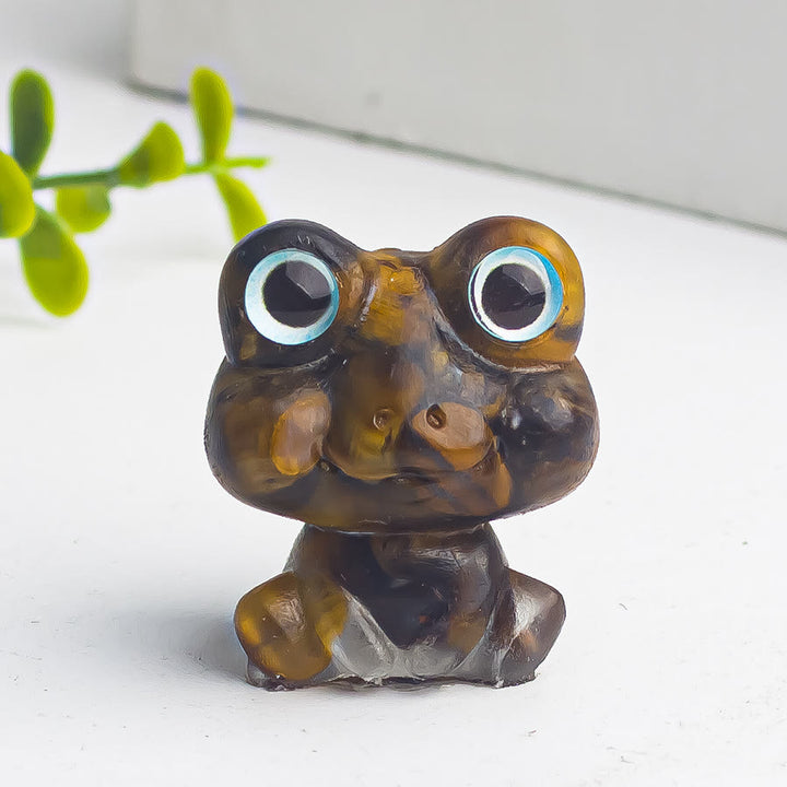 Décoration en pierre précieuse en époxy en forme de grenouille en gravier de cristal Olivenorma