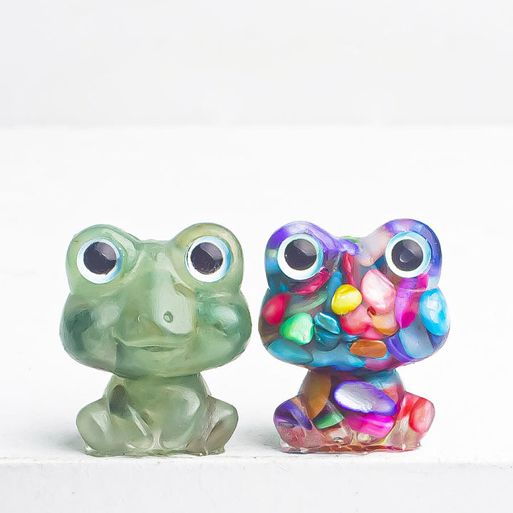 Décoration en pierre précieuse en époxy en forme de grenouille en gravier de cristal Olivenorma