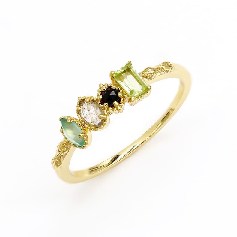 Bague de naissance personnalisée avec pierre précieuse naturelle labradorite Olivenorma
