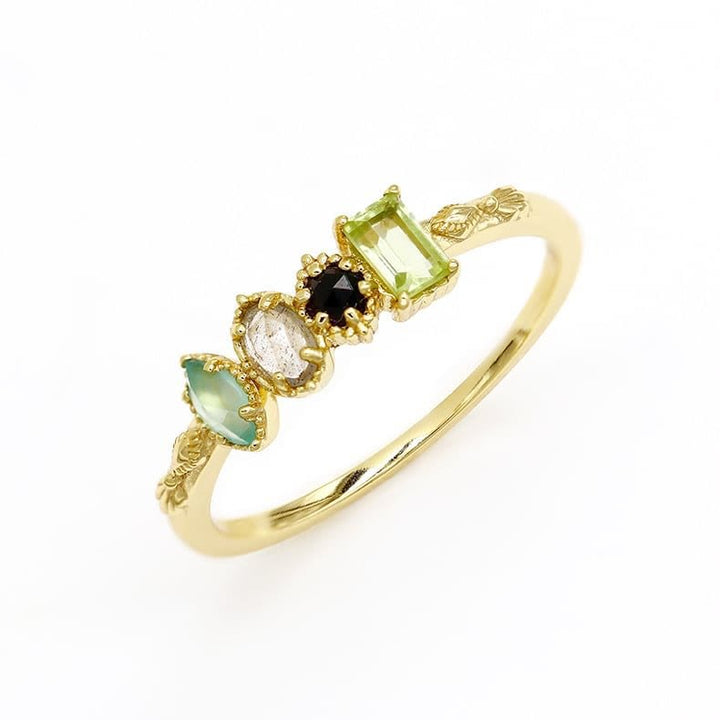 Bague de naissance personnalisée avec pierre précieuse naturelle labradorite Olivenorma
