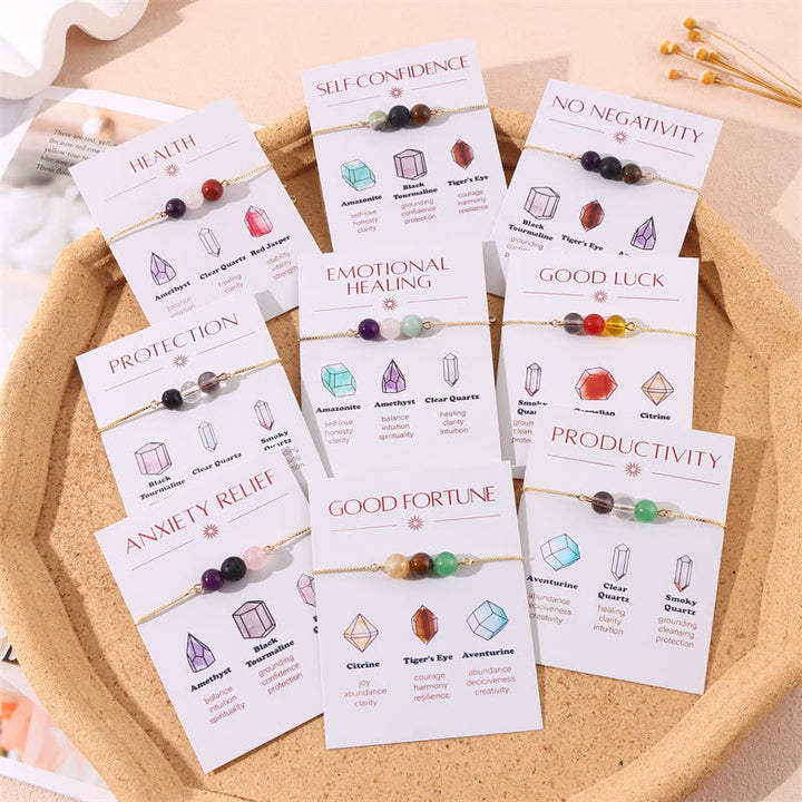 Olivenorma Lot de 9 bracelets de yoga en pierre naturelle et cristal de guérison