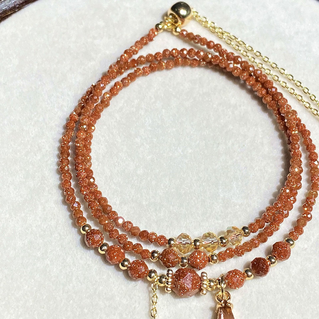 Collier et bracelet multicouches en perles de grès Olivenorma
