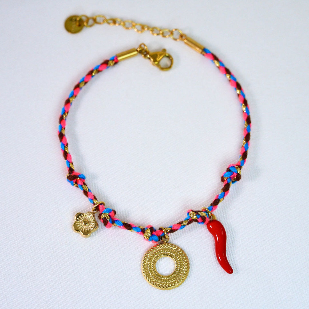 Collier pendentif en pierre naturelle tressée colorée Olivenorma