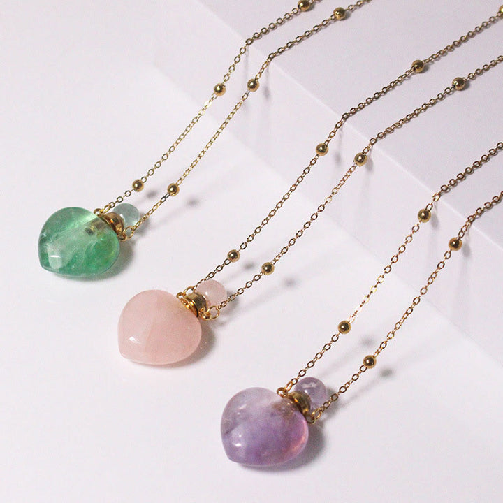 Collier diffuseur d'huiles essentielles en cristal Olivenorma en forme de cœur