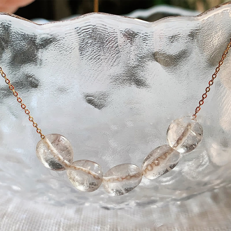 Collier pendentif en perles de pierre naturelle irrégulière Olivenorma