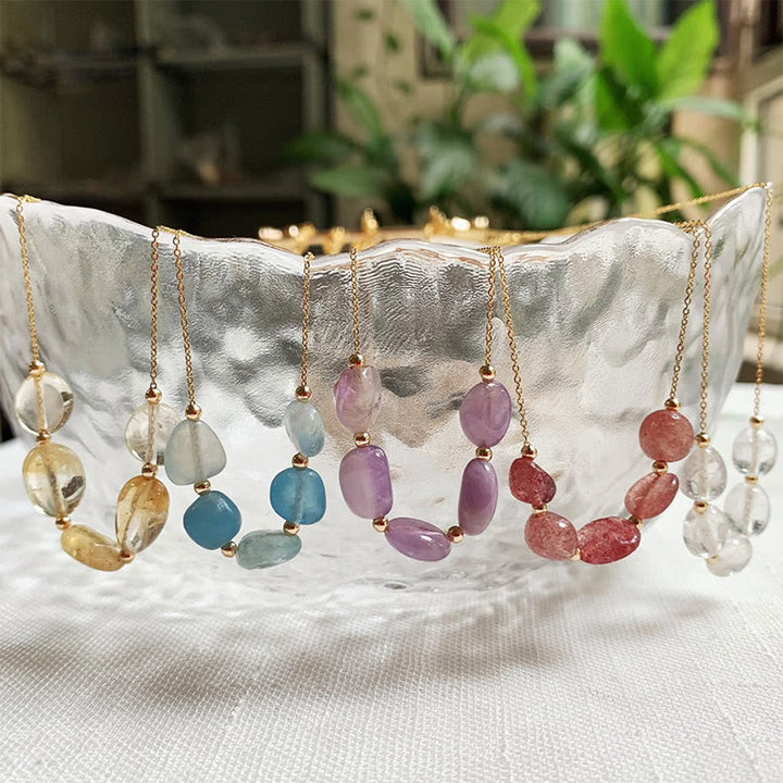 Collier pendentif en perles de pierre naturelle irrégulière Olivenorma