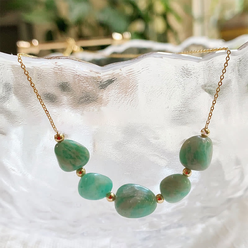 Collier pendentif en perles de pierre naturelle irrégulière Olivenorma