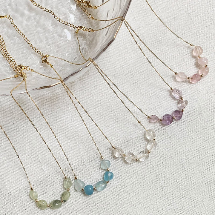 Collier pendentif en perles de pierre naturelle irrégulière Olivenorma