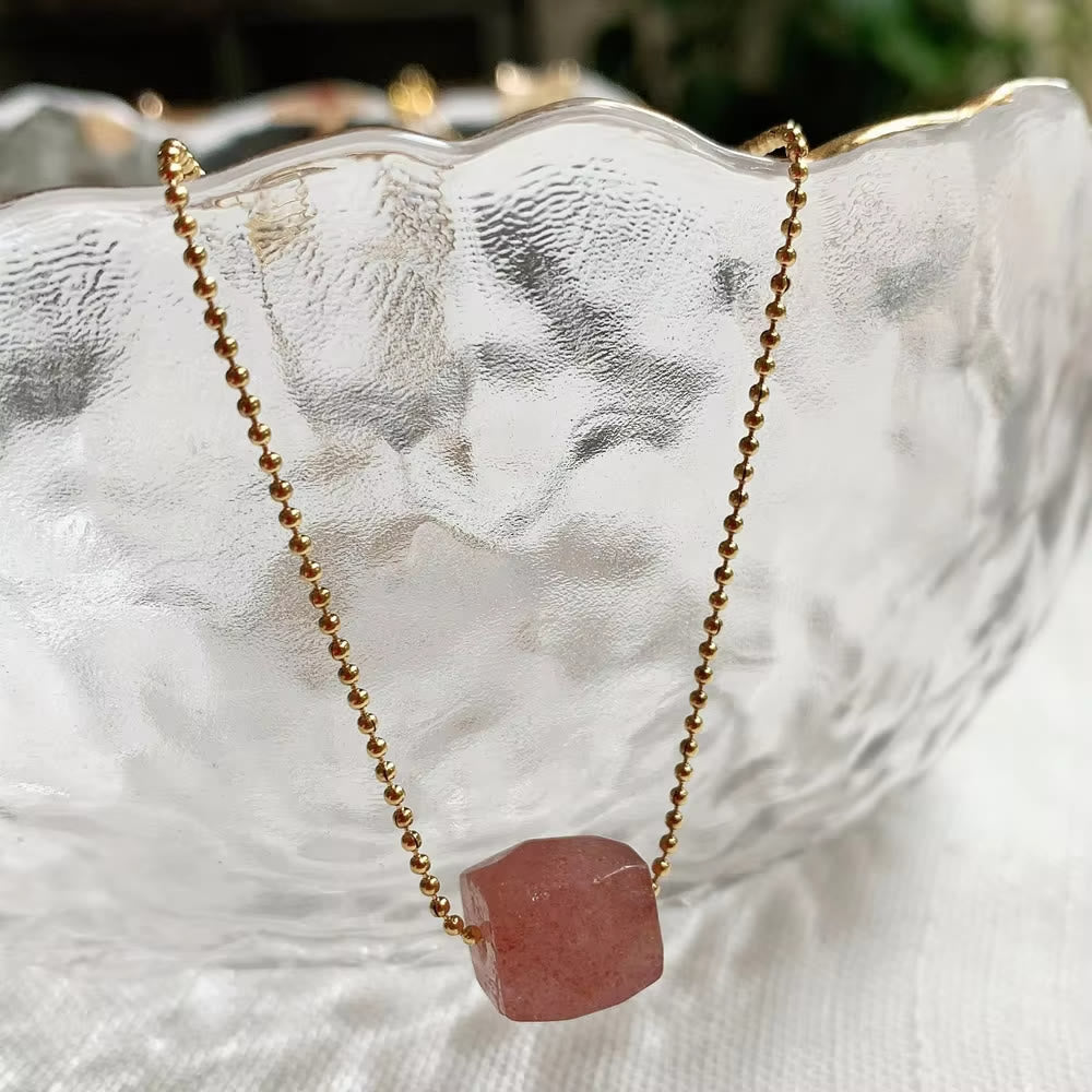 Collier pendentif carré en cristal naturel Olivenorma