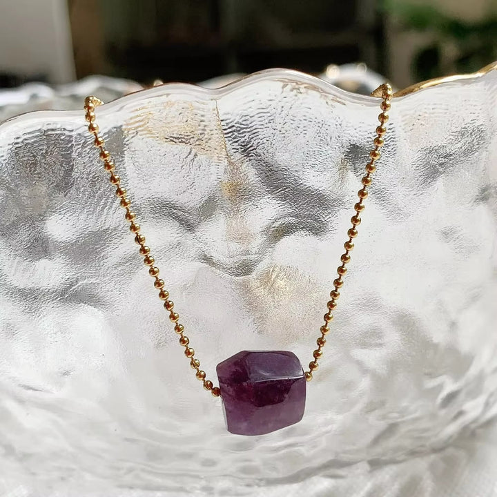 Collier pendentif carré en cristal naturel Olivenorma