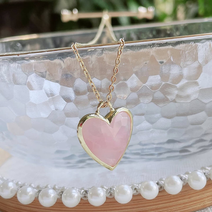 Collier pendentif en acier inoxydable avec cristal taillé en forme de cœur Olivenorma