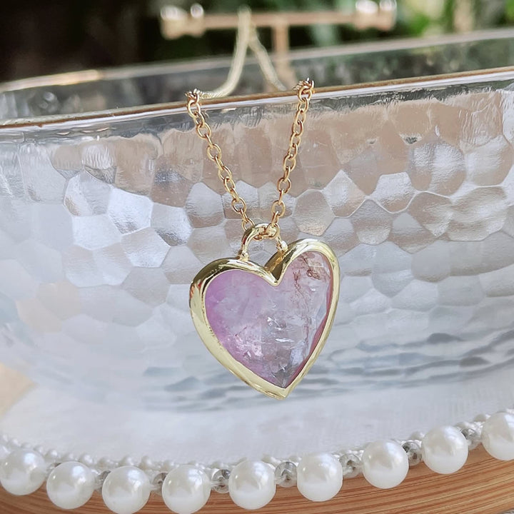 Collier pendentif en acier inoxydable avec cristal taillé en forme de cœur Olivenorma