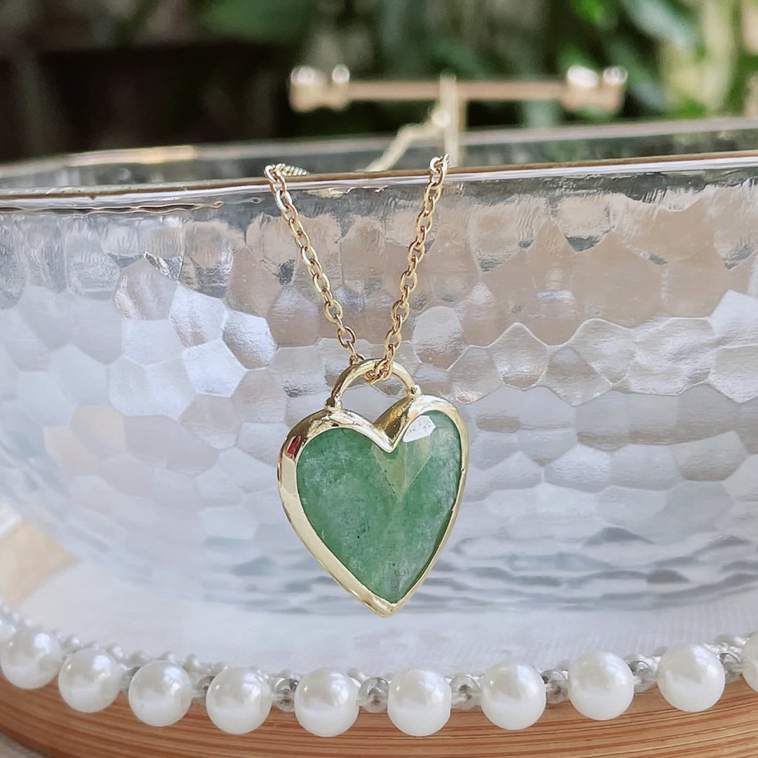 Collier pendentif en acier inoxydable avec cristal taillé en forme de cœur Olivenorma