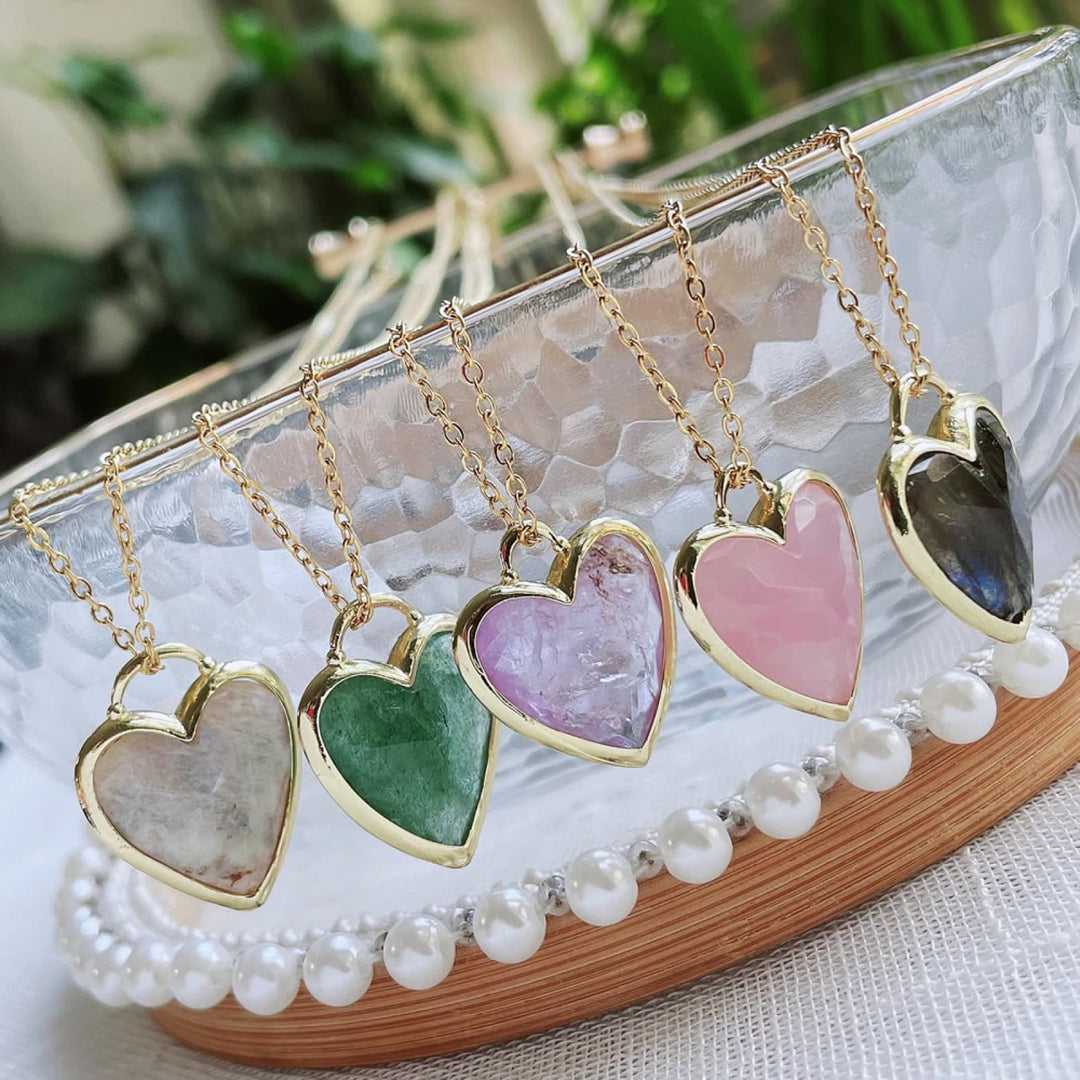 Collier pendentif en acier inoxydable avec cristal taillé en forme de cœur Olivenorma