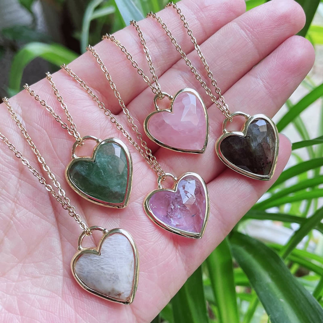 Collier pendentif en acier inoxydable avec cristal taillé en forme de cœur Olivenorma