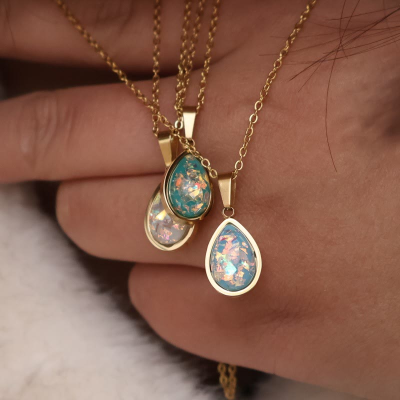 Collier pendentif goutte d'eau en opale naturelle française Olivenorma