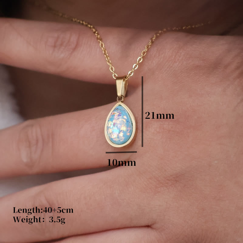 Collier pendentif goutte d'eau en opale naturelle française Olivenorma