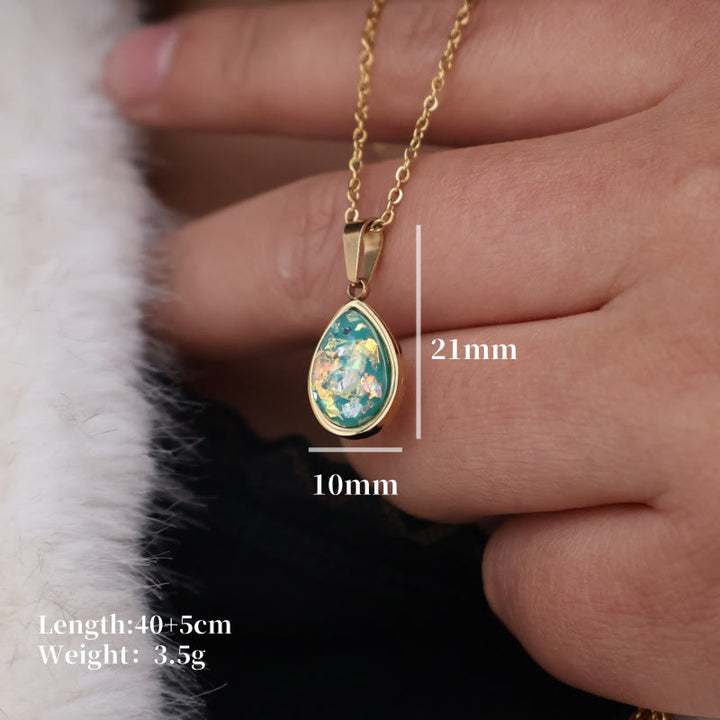 Collier pendentif goutte d'eau en opale naturelle française Olivenorma