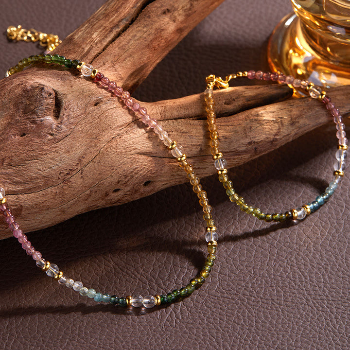 Collier et bracelet en perles de tourmaline naturelle Olivenorma de 3 mm