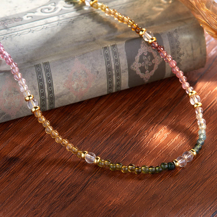 Collier et bracelet en perles de tourmaline naturelle Olivenorma de 3 mm