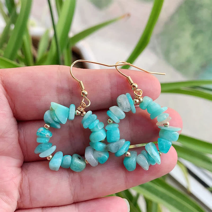 Boucles d'oreilles créoles en cristal naturel concassé Olivenorma