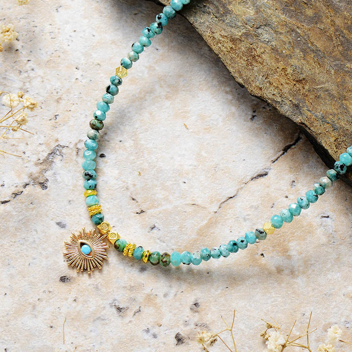 Collier pendentif en perles de turquoise empereur Olivenorma
