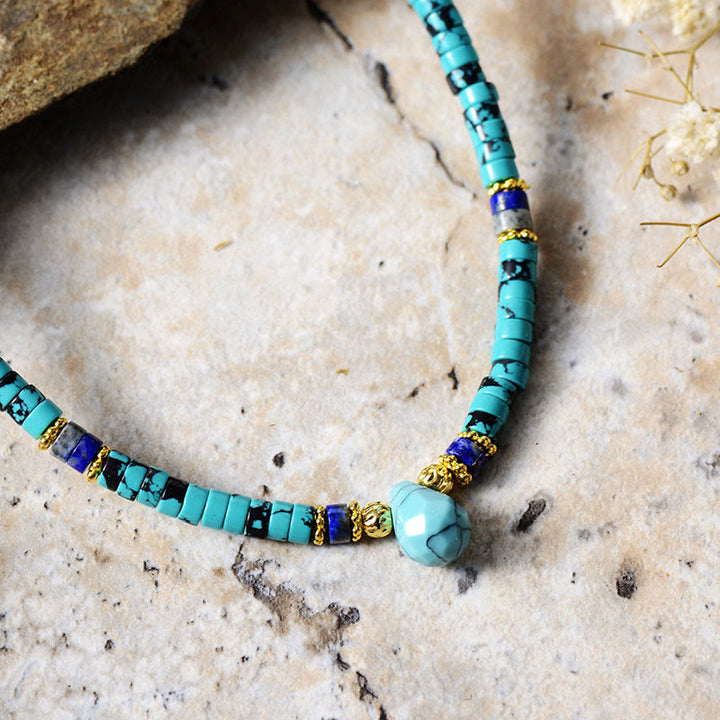 Collier pendentif en perles de turquoise empereur Olivenorma