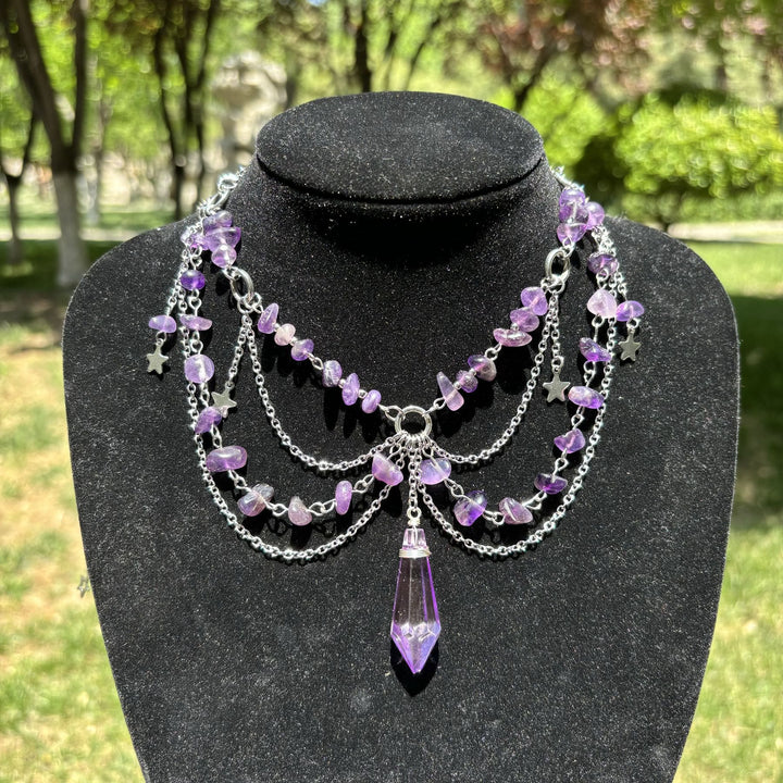 Collier ras du cou en pierre naturelle avec pendentif étoile Olivenorma