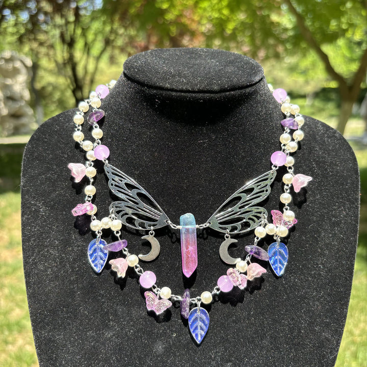 Collier ras du cou superposé en perles d'eau douce et améthyste Olivenorma