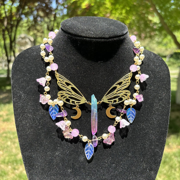 Collier ras du cou superposé en perles d'eau douce et améthyste Olivenorma