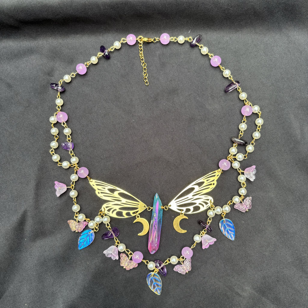 Collier ras du cou superposé en perles d'eau douce et améthyste Olivenorma