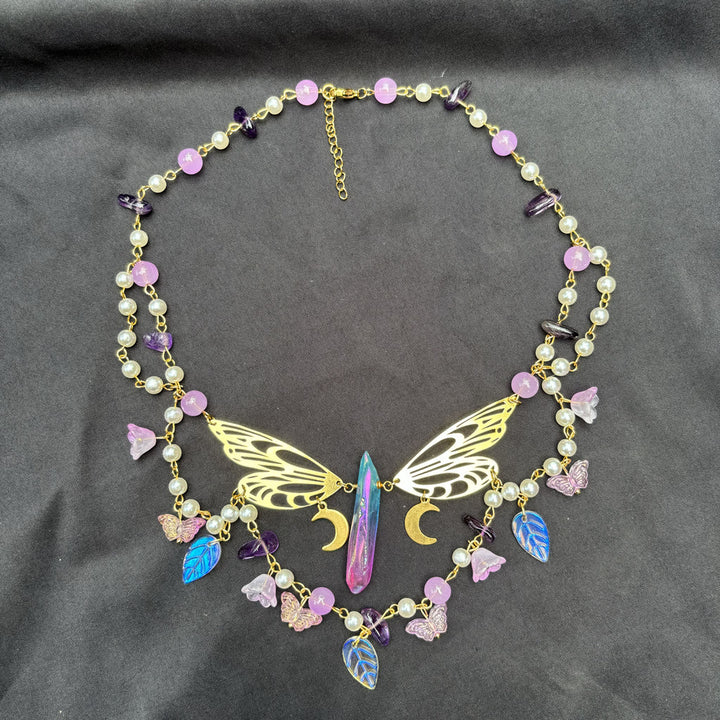 Collier ras du cou superposé en perles d'eau douce et améthyste Olivenorma