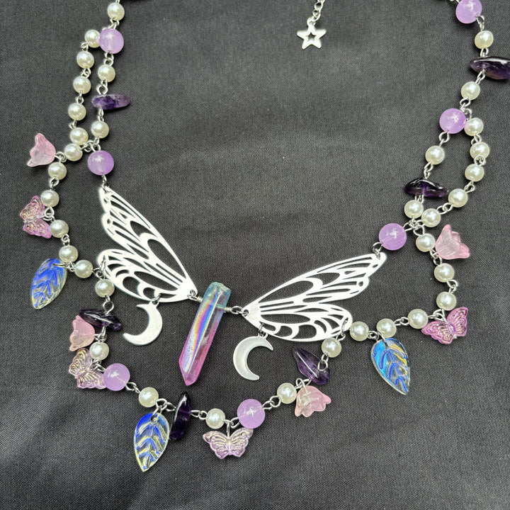Collier ras du cou superposé en perles d'eau douce et améthyste Olivenorma