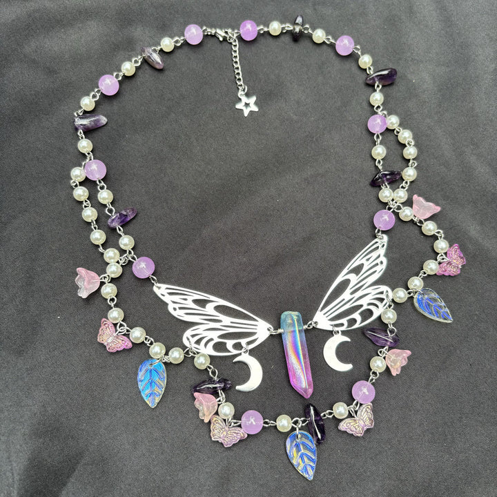 Collier ras du cou superposé en perles d'eau douce et améthyste Olivenorma