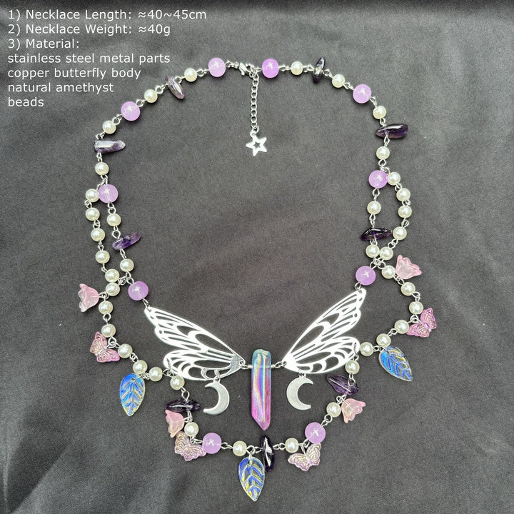 Collier ras du cou superposé en perles d'eau douce et améthyste Olivenorma