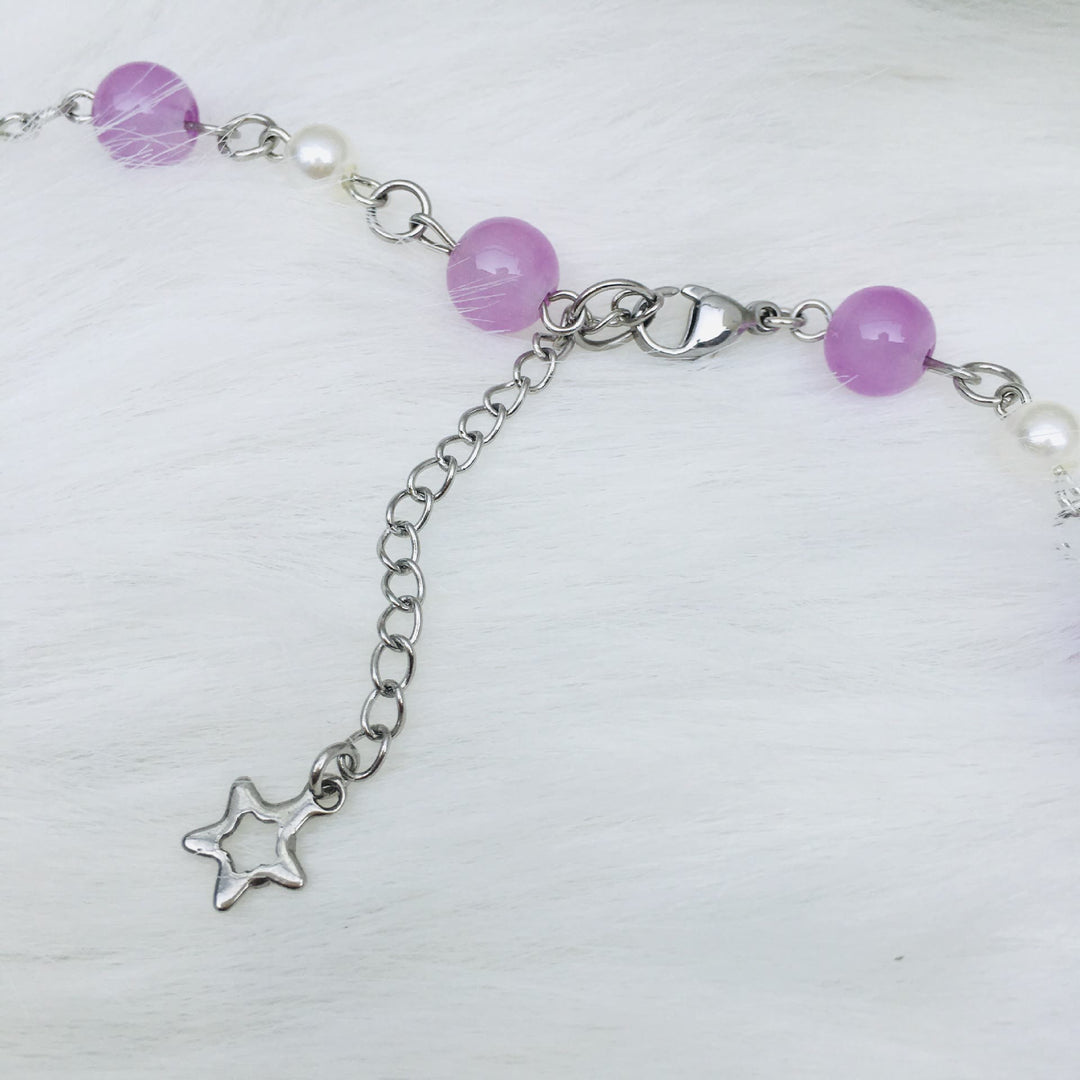 Collier ras du cou superposé en perles d'eau douce et améthyste Olivenorma