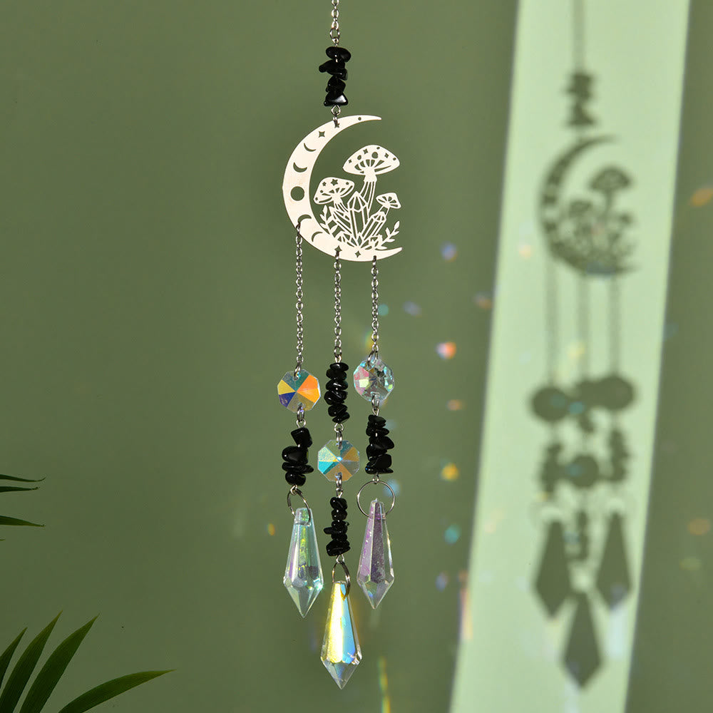 Carillon éolien attrape-soleil en cristal naturel Olivenorma , motif champignon lunaire