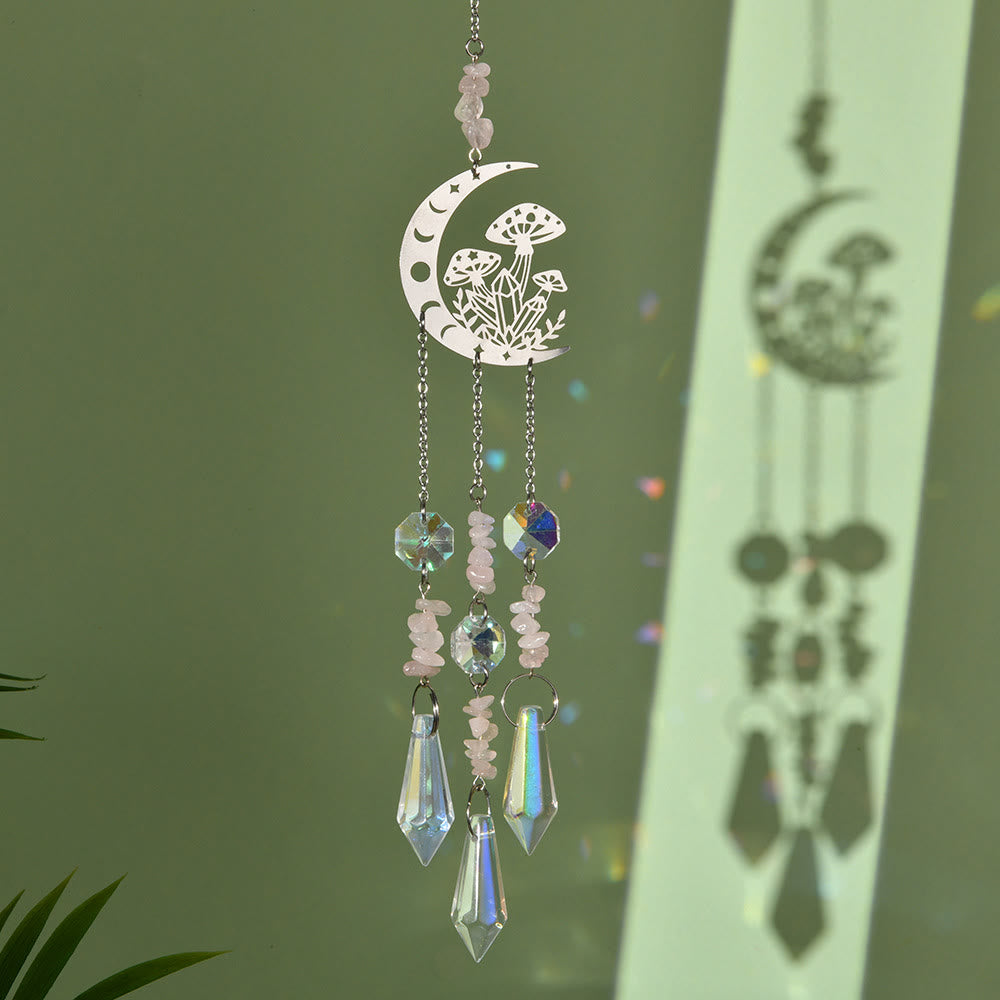 Carillon éolien attrape-soleil en cristal naturel Olivenorma , motif champignon lunaire