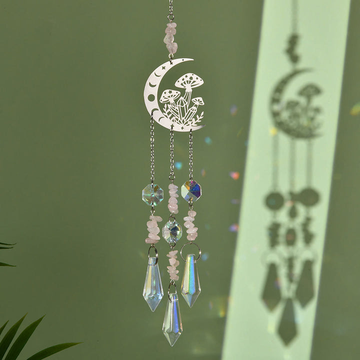 Carillon éolien attrape-soleil en cristal naturel Olivenorma , motif champignon lunaire
