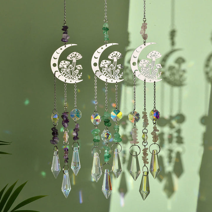 Carillon éolien attrape-soleil en cristal naturel Olivenorma , motif champignon lunaire