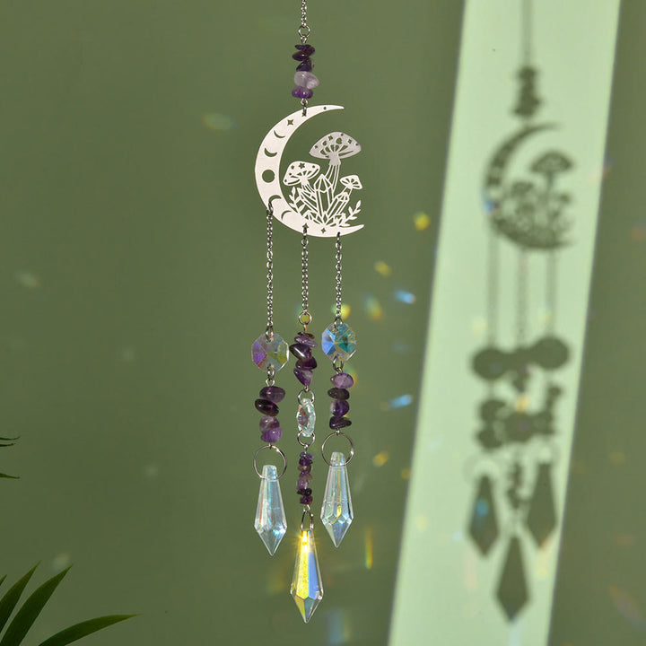 Carillon éolien attrape-soleil en cristal naturel Olivenorma , motif champignon lunaire
