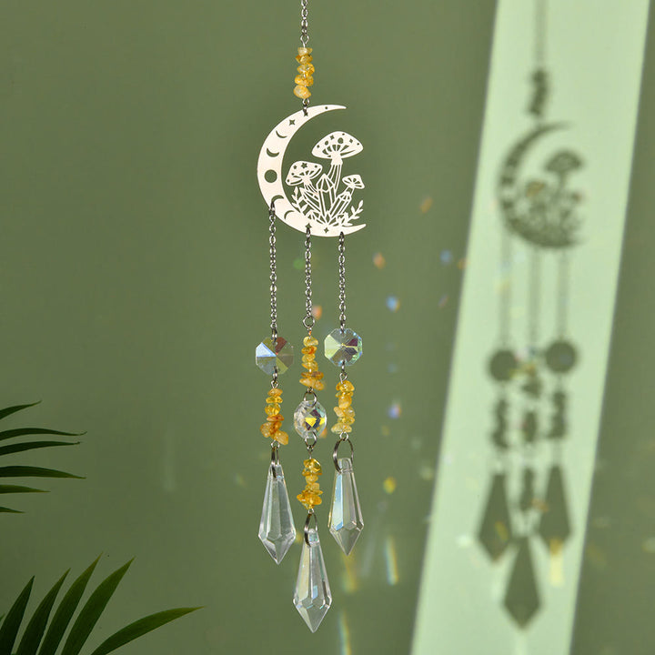 Carillon éolien attrape-soleil en cristal naturel Olivenorma , motif champignon lunaire