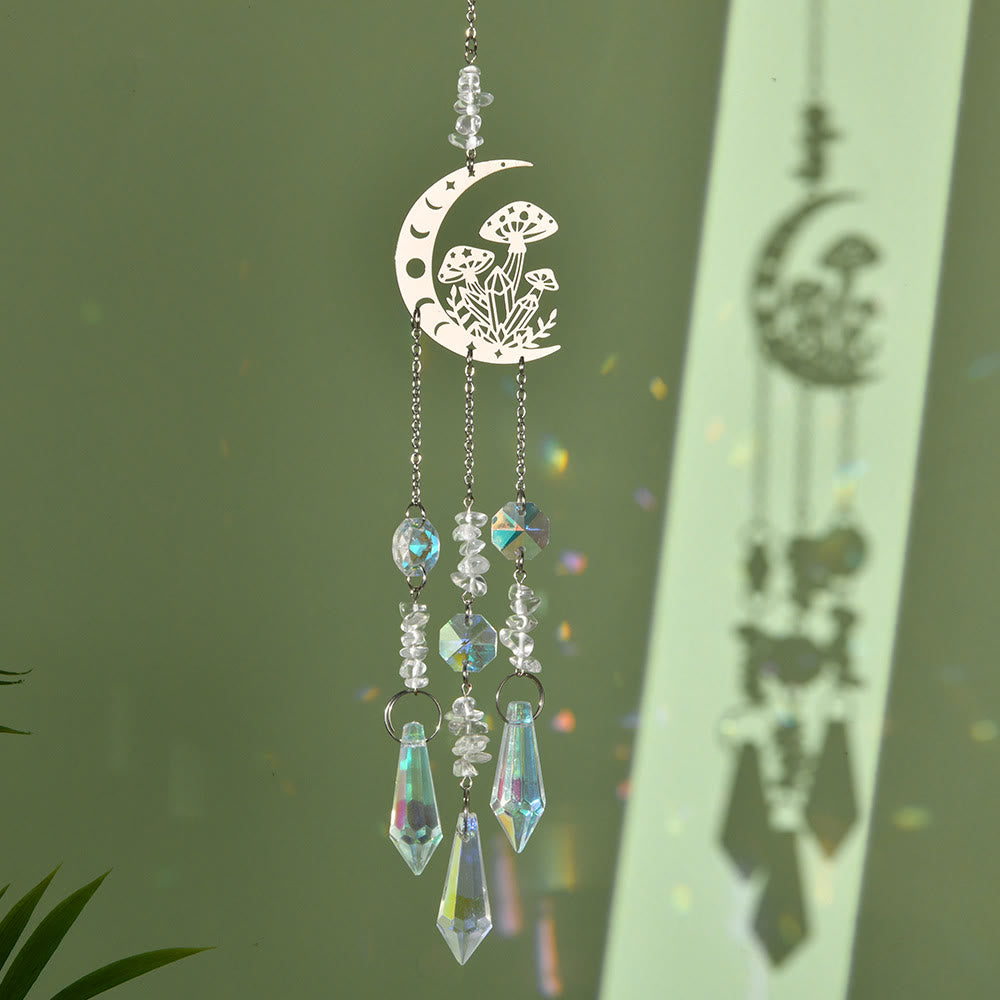 Carillon éolien attrape-soleil en cristal naturel Olivenorma , motif champignon lunaire